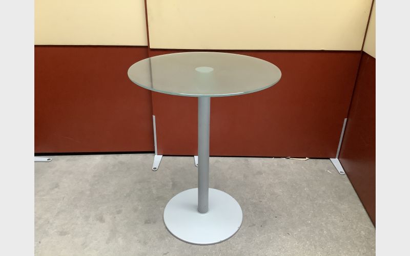 Stehtisch Bene rund aus Glas mit grauem Gestell 79x79x 102 Höhe