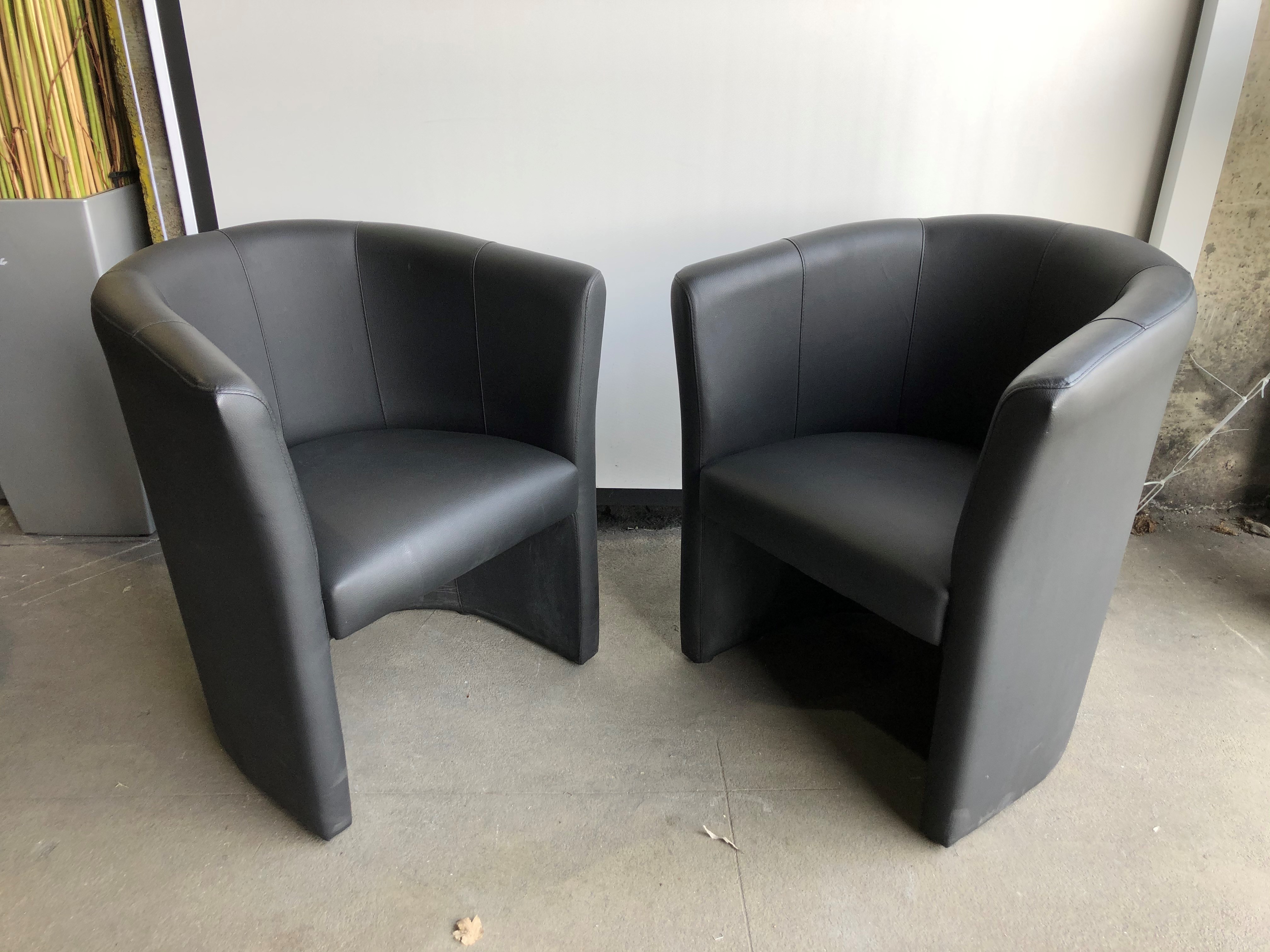 Sitzgruppe Leder Schwarz / bueromoebel-outlet.at