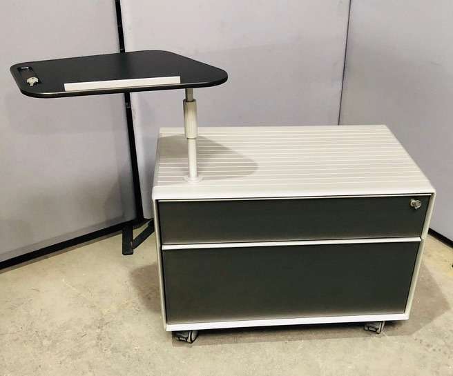 Bene Hängeregisterschrank mobil, auf Rädern, Aluminium  mit Ablage